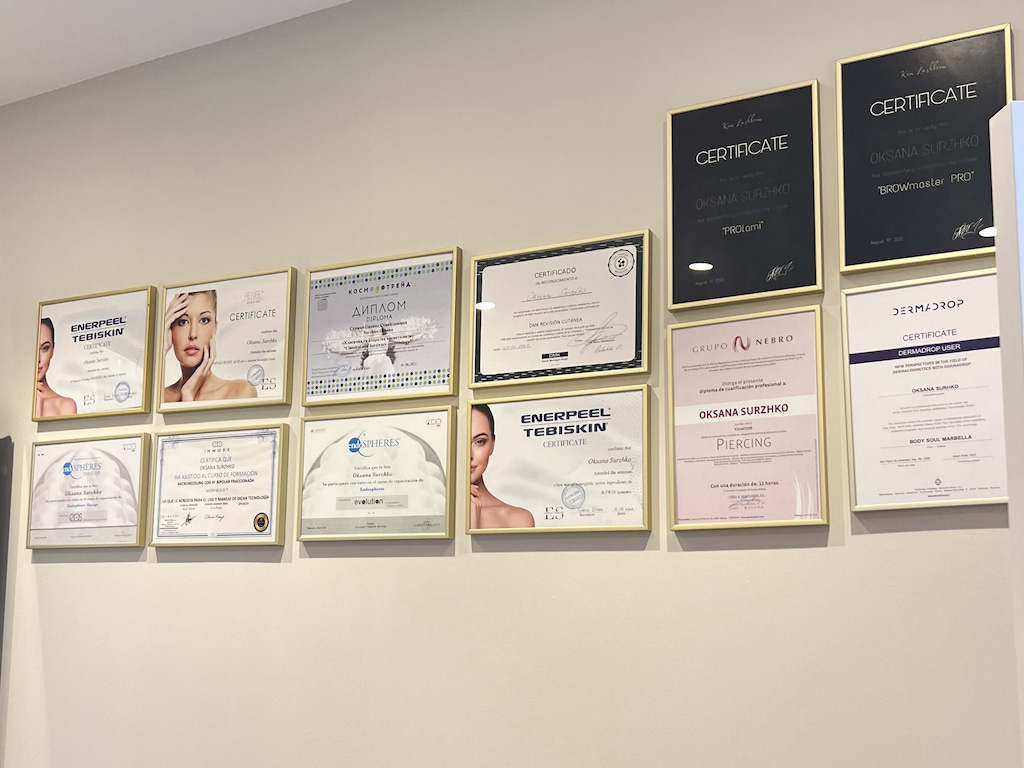wall with certificates